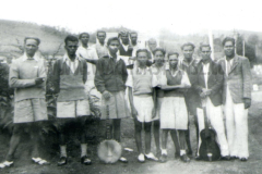 Wally Bastiansz (holding the Banjo) and his colleagues. Early days of his career with the then Ceylon Police Force - Nuwara Eliya.