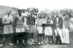 Wally Bastiansz (holding the Banjo) and his colleagues. Early days of his career with the then Ceylon Police Force - Nuwara Eliya.